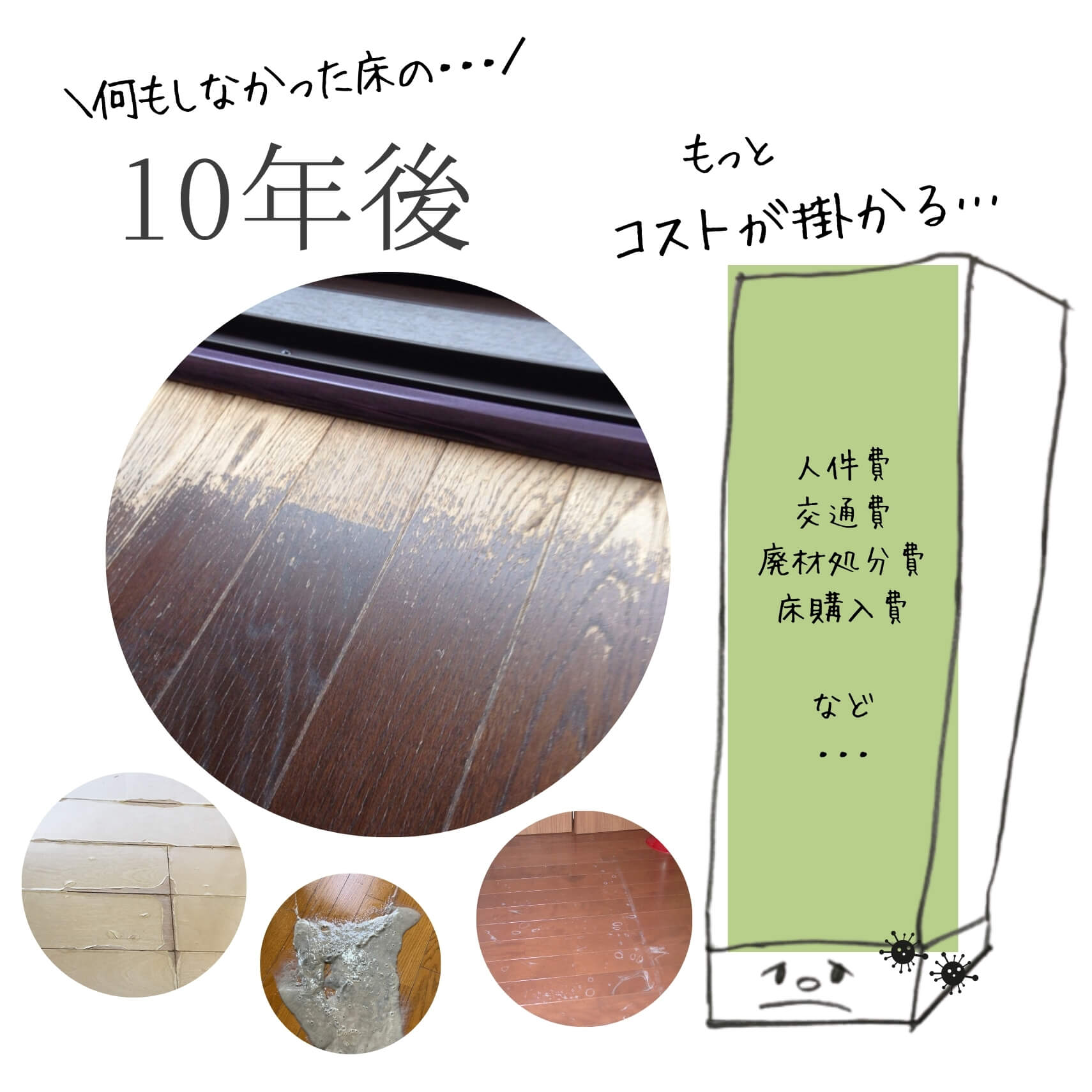 10年後に訪れるフロアコーティングしなかった後悔